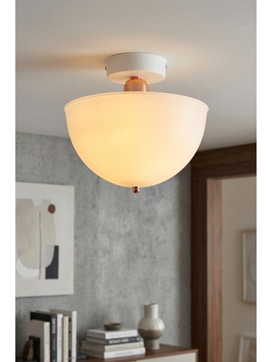 Lumen İstanbul Torul Tekli Plafonyer Avize Opal - Beyaz - Bakır