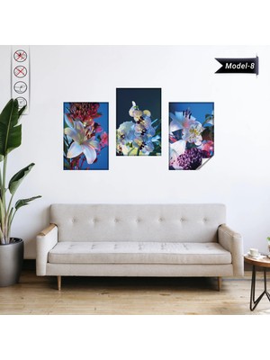 Akıllı Kağıt Statik Tutunma Özellikli Tablo - Poster Çiçek (Model- 8)