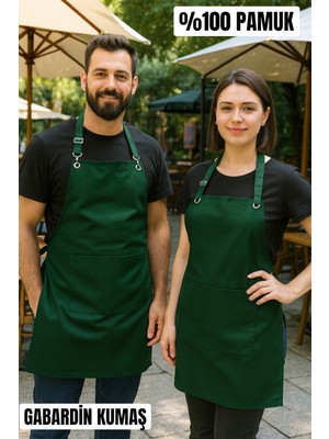 Empressco Gabardin Pamuklu Ayarlanabilir Askılı Mutfak Önlüğü, Şef ve Barista Tarzı