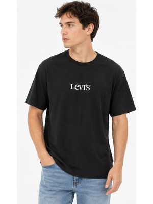 Levi's Erkek Bisiklet Yaka Marka Logolu Siyah Tişört -A9440-0023