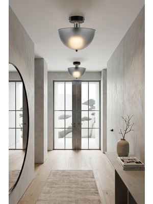 Lumen İstanbul Torul Tekli Plafonyer Avize Füme - Siyah - Krom