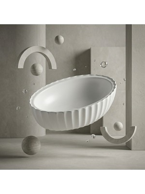 Lena EY-4770MB Mat Beyaz Tezgah Üstü Lavabo