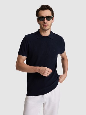 Cacharel Erkek Lacivert Slim Fit Modal Karışımlı Polo Yaka Triko T-Shirt 50320578-VR033