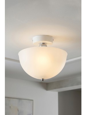 Lumen İstanbul Torul Tekli Plafonyer Avize Opal - Beyaz -  Krom