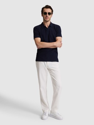 Cacharel Erkek Ekru Relax Fit Beli Bağcıklı Keten Karışımlı Kanvas Pantolon 50321088-VR019