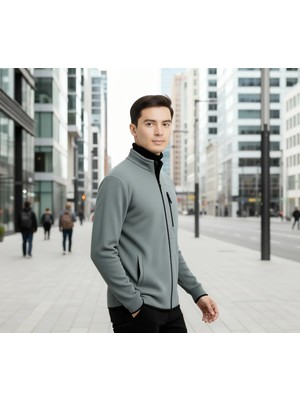 Maruf Shop Büyük Beden Fermuarlı Polar Sweatshirt Gri