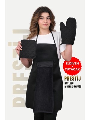 Empressco Prestij 4'lü Sıvı Geçirmez Mutfak Önlüğü (Eldiven Tutacak)