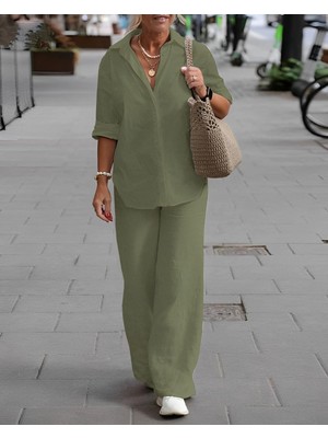Barbora Keten Günlük Ikili Takım Alt Üst