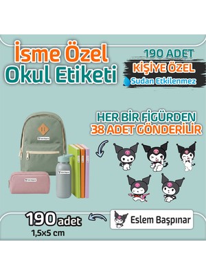 Kapbirhediye Okul Etiketi Isme Özel Kalem Defter Etiketi Sevimli Kedi 1 Temalı 190 Adet
