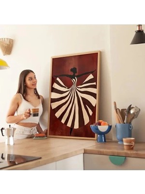 Ar Ajans Kanvas Tablo Bordo Çizgili Kadın Dekoratif Çerçeveli Mdf Tablo