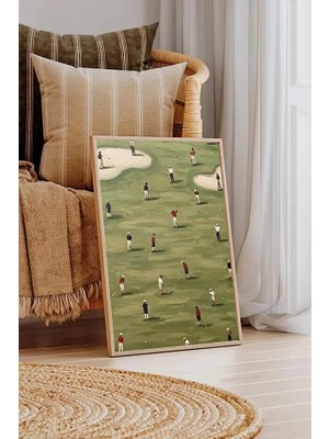 Ar Ajans Kanvas Tablo Golf Esintisi Minyatür Insanlar Dekoratif Çerçeveli Mdf Tablo