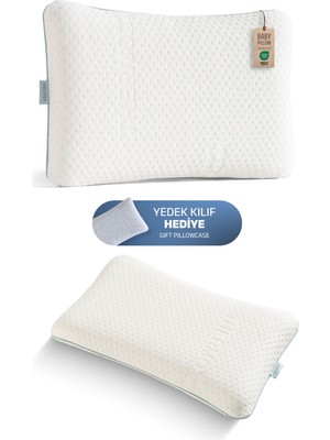 Empressco Konforlu Bebek Yastığı, Yedek Kılıf, 50X32X6 Cm, Beyaz-Gri
