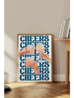 Ar Ajans Kanvas Tablo Cheers Temalı Kokteyl Saati Dekoratif Çerçeveli Mdf Tablo