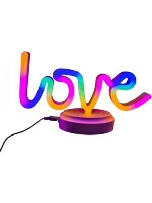 Bezos Mey Ithalat® Neon Işıklı Love Yazılı Masa Gece Lambası