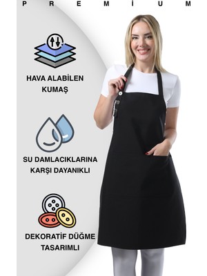 Empressco Su Geçirmez Mutfak Önlüğü, Şef ve Barista Için Geniş Cepli Kullanışlılık