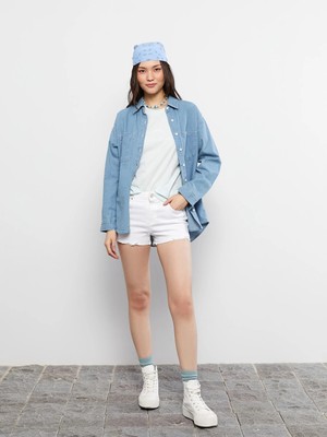 Lc Waikiki Yeni Sezon Dar Fit Düz Cep Detaylı Kadın Rodeo Jean Şort
