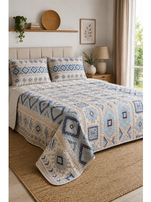 Sleep Garden Novaline Kapitoneli Modern Etnik Desen Yatak Örtüsü Seti