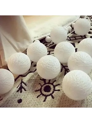 Bezos Mey Ithalat® 2m 10'lu Işıklı Beyaz Top Dekoratif Süs