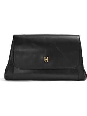 Helmbrook London Hakiki Deri Unisex Küçük El Çantası Kapaklı Günlük Kullanım Connel