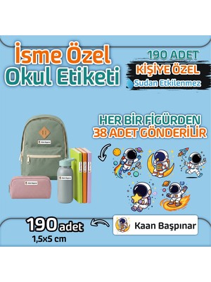 Kapbirhediye Okul Etiketi Isme Özel Kalem Defter Etiketi Astronot 2 Temalı 190 Adet