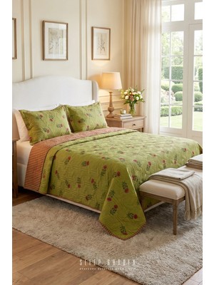 Sleep Garden Rozarin Kapitoneli Desenli Şık Yatak Örtüsü Seti