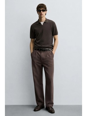 Madmext Acı Kahverengi Pilili Relaxed Fit Pantolon E6588