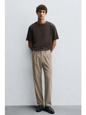 Madmext Haki Pilili Relaxed Fit Pantolon E6588