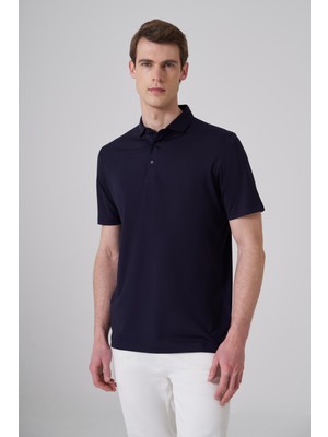 Morven  Erkek Lacivert Trend Polo Yaka Rayon Dinamik Fit Tshirt