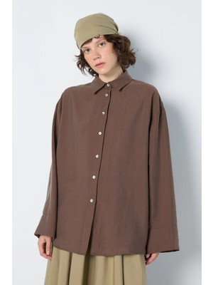 Minaaise Premium Tencel Gömlek Kahverengi