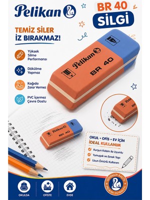 ArtMaster Kırmızı Mavi Silgi 1 Adet Pelikan SP40 Kurşun Kalem Tükenmez Pilot Kalem Silgi Ufalanmayan Okul Büro Yerli Üretim Ekstra