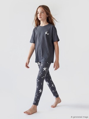 Lc Waikiki Yeni Sezon Bisiklet Yaka Desenli Kız Çocuk Pijama Takım