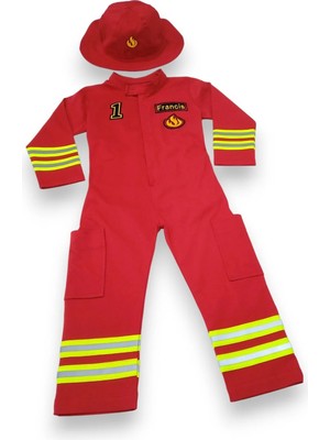 Mum Design Gifts Kırmızı Itfaiye Kostümü-Tulumu