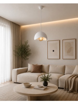 Solea Avize - Modern Sarkıt Avize - Balkon, Salon, Yatak Odasına Uygun - PLA Malzeme - 24 cm Çap - Beyaz