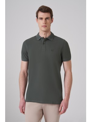 Morven  Erkek Haki Basic Polo Yaka Dynamic Fit T-Shirt