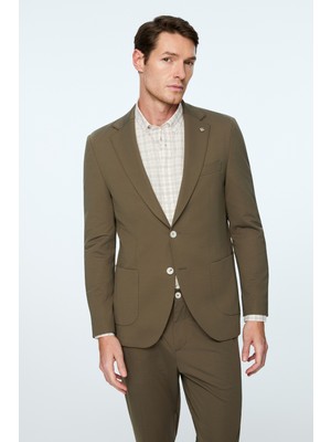 Morven  Erkek Yeşil Rayon Trend Düz Slim Fit Mono Yaka Ceket