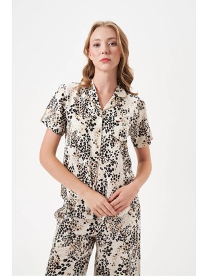 Pjs Kadın Leopar Düğmeli Pijama Takımı 29049