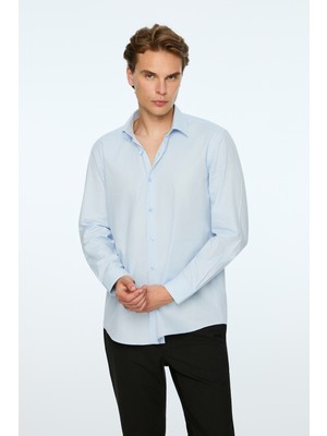 Morven  Erkek A. Mavi Basic Regular Fit Sert Yaka Gömlek