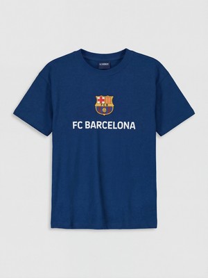 Lc Waikiki Yeni Sezon Bisiklet Yaka Fc Barcelona Baskılı Erkek Çocuk Tişört