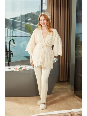 Coss By Aqua Kadın 3'lü Sabahlıklı Lohusa Pijama Takımı C2T2N662