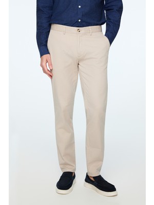 Morven  Erkek Taş Pamuk Trend Düz Slim Fit Chino Pantolon