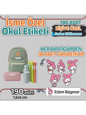 Kapbirhediye Okul Etiketi Isme Özel Kalem Defter Etiketi Sevimli Kedi 2 Temalı 190 Adet