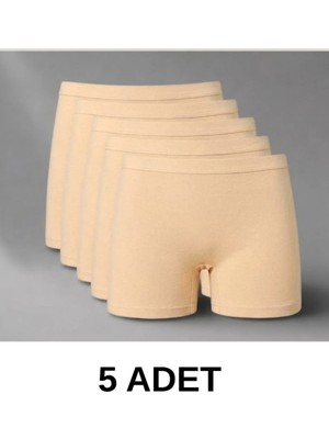Rocmay 5'li Kadın Bej Modal Boxer Rahat Esnek Dikişsiz Boxer Külot - 1006
