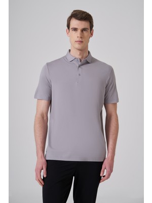Morven  Erkek Gri Trend Polo Yaka Rayon Dinamik Fit Tshirt