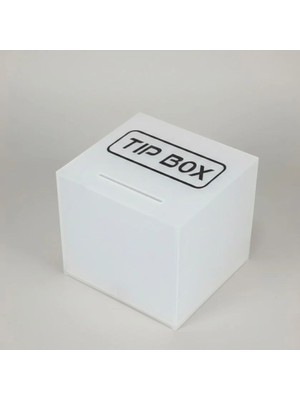 Arte Display Kare Tipbox - Bahşiş Kutusu Buz Beyaz - 14X14XH13CM