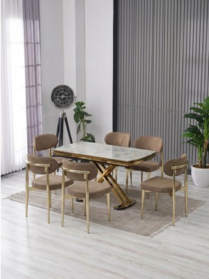 JoyMassa Venoxa 80X120 Mdf Masa / 6 Polo Sandalyeli Masa Takımı