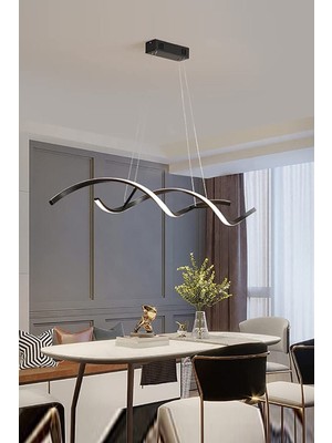 Empressco Şık Siyah Metal Kasa ile Beyaz Işık Sıralı Ledli Avize