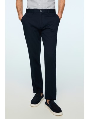 Morven  Erkek Lacivert Pamuk Trend Düz Dynamic Fit Chino Pantolon