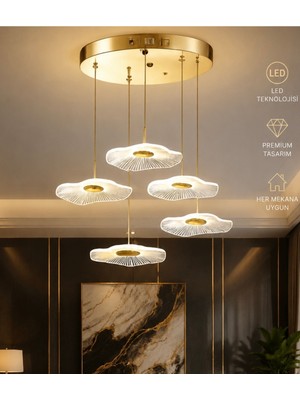 Empressco Modern Beşli Yuvarlak Sarkıt LED Avize, Şık ve Şık Tasarım