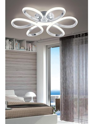 Empressco Modern Krom Plafonyer Tavana Sıfır Beyaz LED Avize, Şık ve Aydınlatıcı