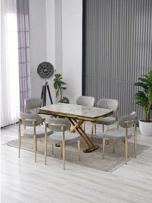 JoyMassa Venoxa 80X120 Mdf Masa / 6 Polo Sandalyeli Masa Takımı